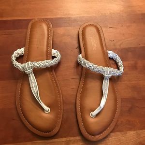 Dazzled white flip flops size 10